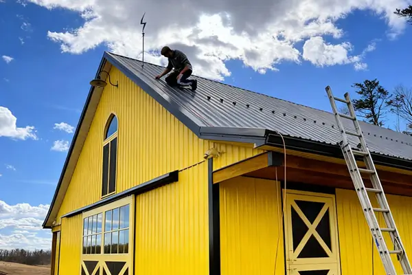 Installing Lightning Rods on a Barn