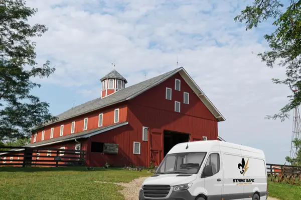 Lightning Protection installation for a barn